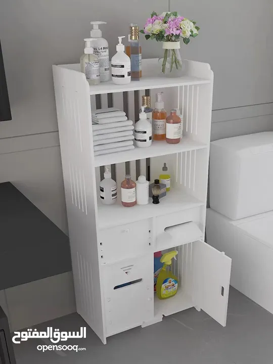 ستاند الحمام العصري PVC – أناقة ونظام في قطعة وحدة!تصميم أنيق باللون الأبيض يضيف لمسة فخمة