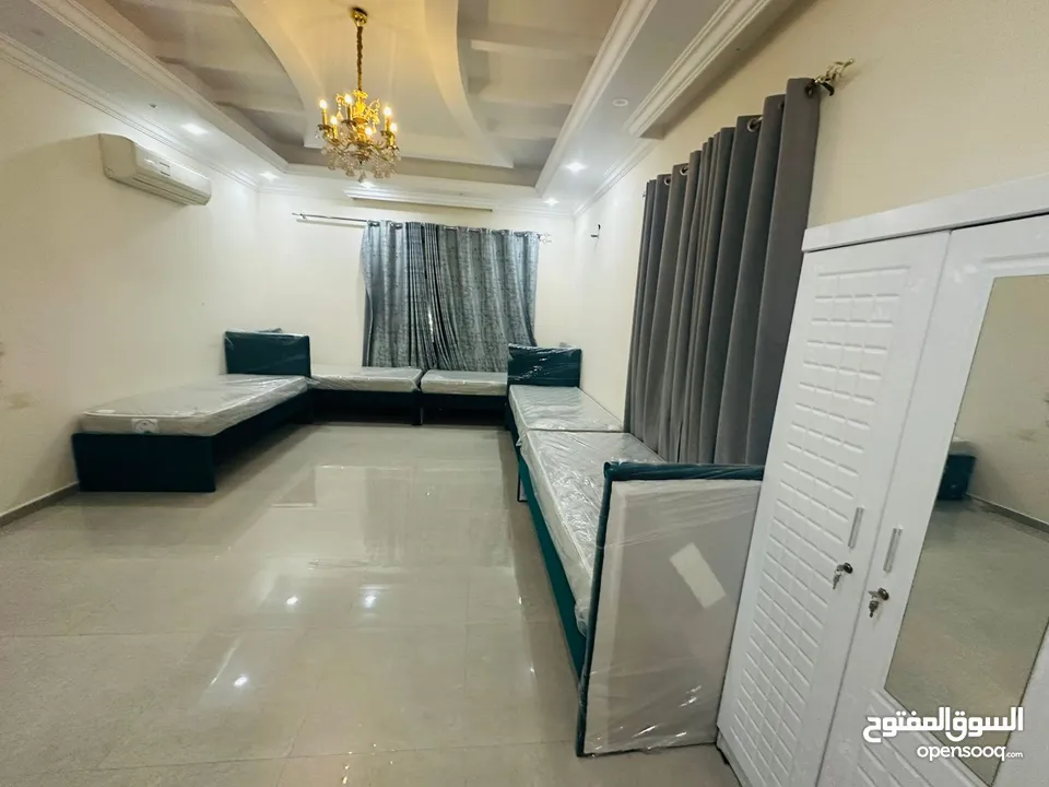 بدون عموله افخم سكن مشترك بنات وشباب في عجمان المويهات و الروضة شامل جميع الخدمات فرش جديد اول ساكن