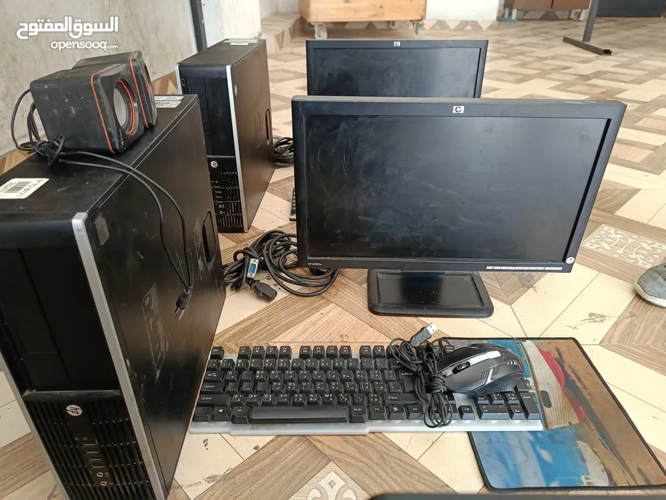 ثلث اجهزة كمبيوتر hp مستعملة مع كامل ملحقاتهم  بحالة جيدة جداً