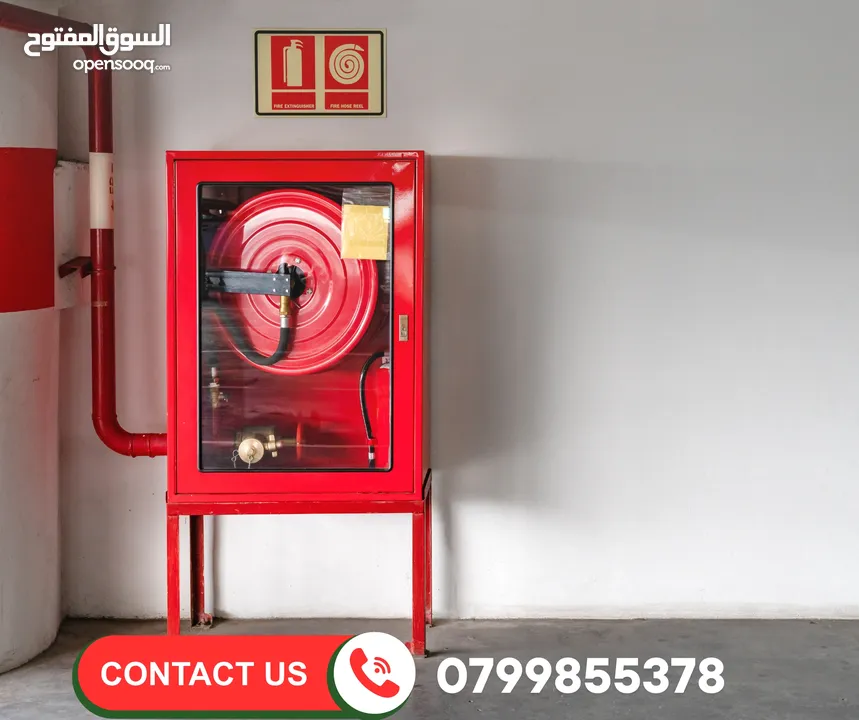 كاشف حريق خرطوم إطفاء أبواب حريق أجهزة حماية وسلامة من الحريق