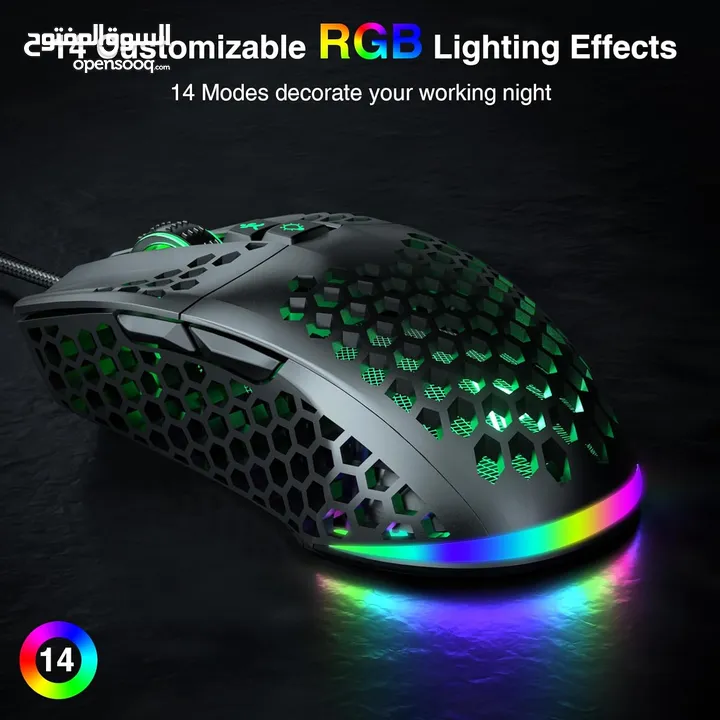 SOLAKAKA SM900 Wired Gaming Mouse with Honeycomb Shell USB ماوس سلكي للالعاب بألوان مختلفة