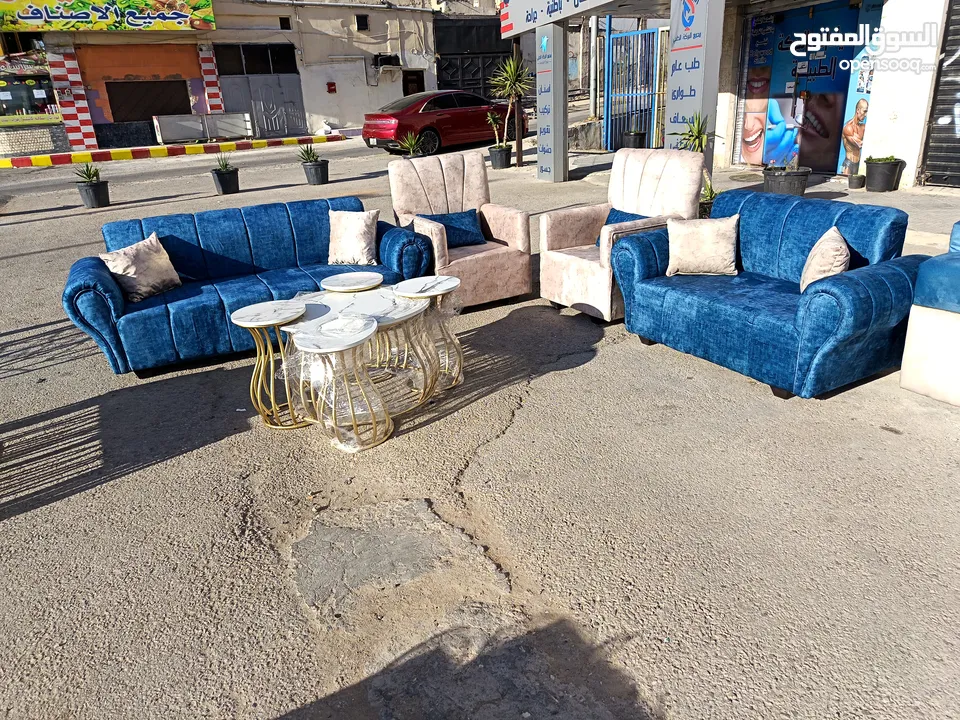 طقم كنب بلون شرحات 7 مقاعد عرض بسعر الجملة