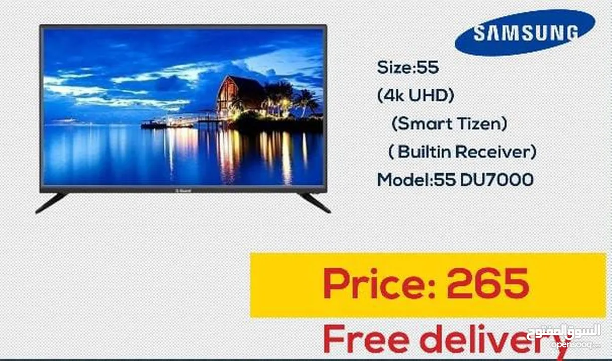 شاشه 55 أنش سامسونج 4k سمارت مع رسيفر داخلي  عرض أسبوع مع قاعده جذاريه شامل توصيل مجانا