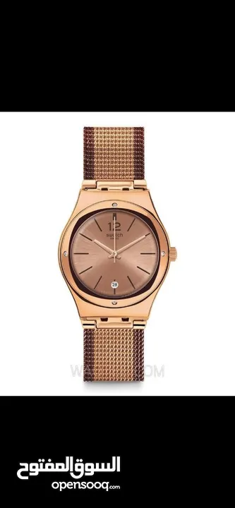 ساعة سواتش نسائية swatch كستك معدني بلون مميز جداً عصريه وحديثه  Lady swatch ساعة بلون rose gold