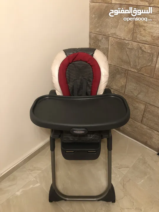 كرسي طعام Graco Duo Dinner LX 3-in-1   قابل للطي وتعديل الطول ووضعية الظهر مع صينيية لسهولة التنظيف