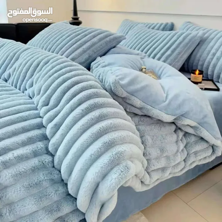 الأفخم والأجمل لشتاء 2026 وصل يا صبايااا لحاف كوردوري الأرنب المخملي سيت لحاف نفريين فرووو جميييييل