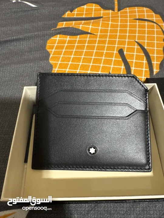 Card holder mont blanc محفظه رجالي جلد ماركة ايطاليه اسود جودة ممتازه وجديد