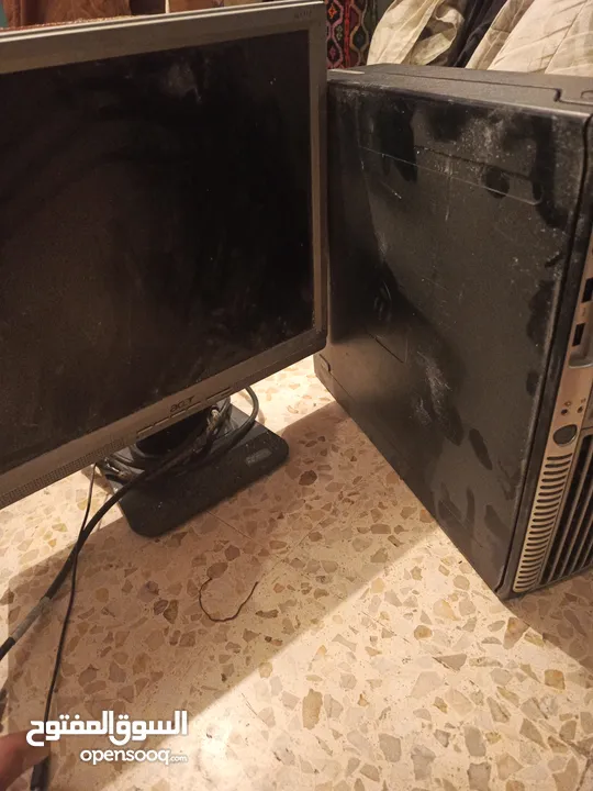 كمبيوتر hp قديم شغال مع شاشه قديمة و شغاله و كل سلاكو
