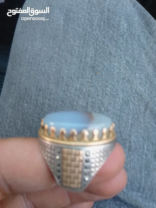 خاتم فضه حجر عقيق رجالي عيار 925 للبيع بنصف السعر 20 دينار فقط لا غير