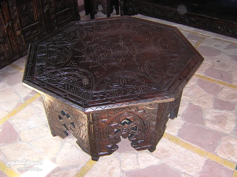 carved wood table octagonal