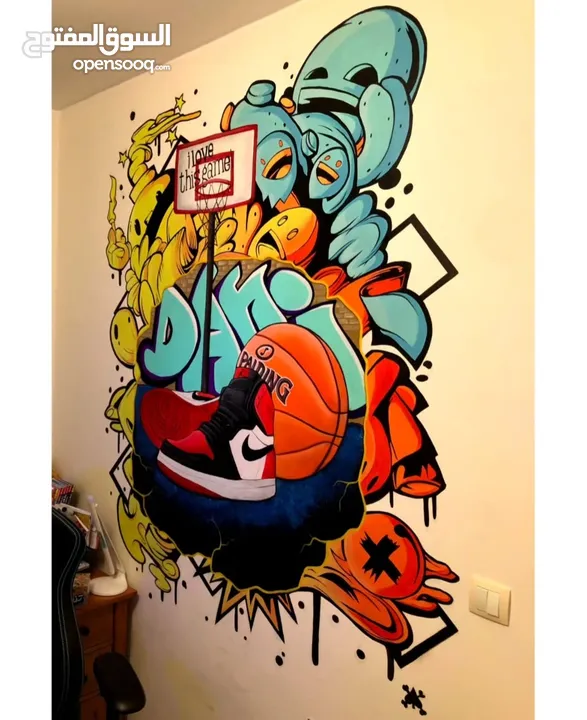 Decorative paint and Graffiti and Mural art calligraphy fantasy painting character design il