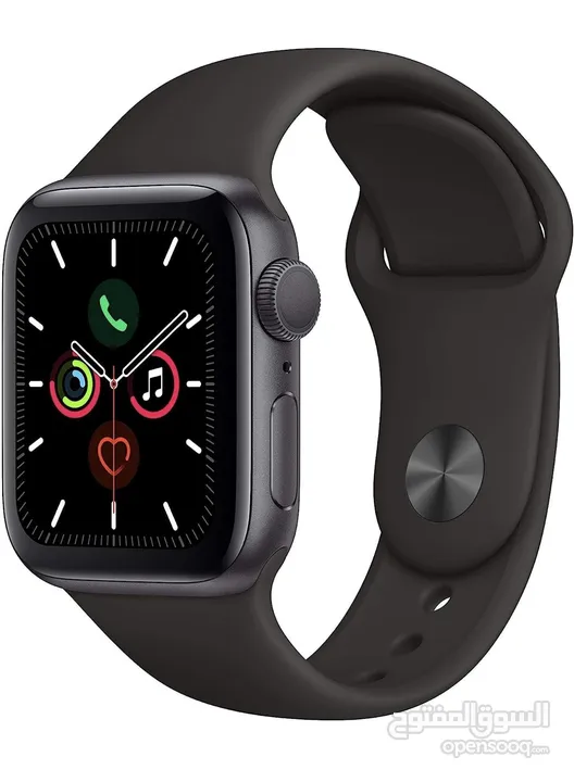Apple Watch Series 5 (GPS, 44MM) - Space Gray Aluminum Case/ Black Sport Band and original charger
