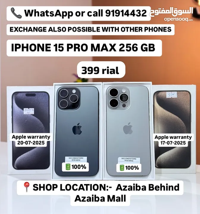 iPhone 15 Pro Max 256 GB Satisfactory Condition Phones with warranty