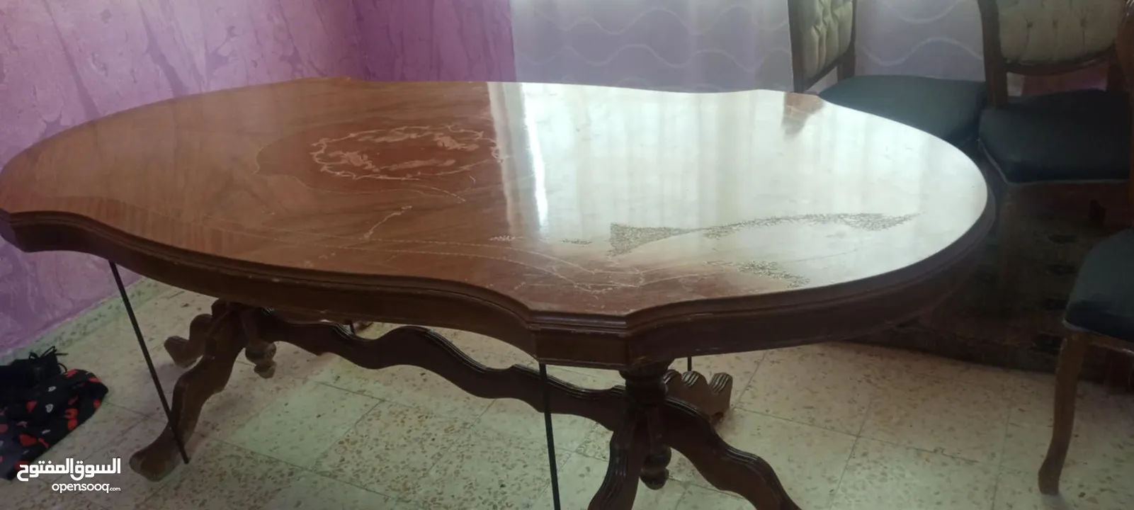 طاوله سفره خشب زان مع كراسي
