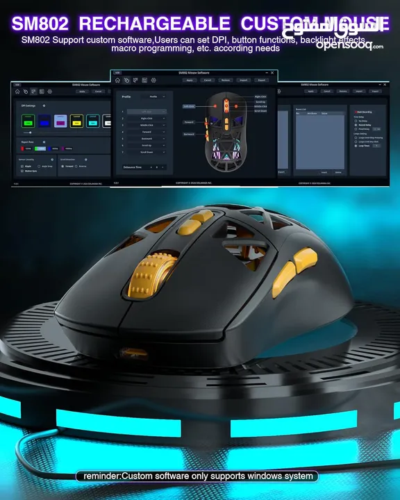 SOLAKAKA SM802 RGB Tri-Mode Gaming Mouse ماوس لاسلكي جيمنغ