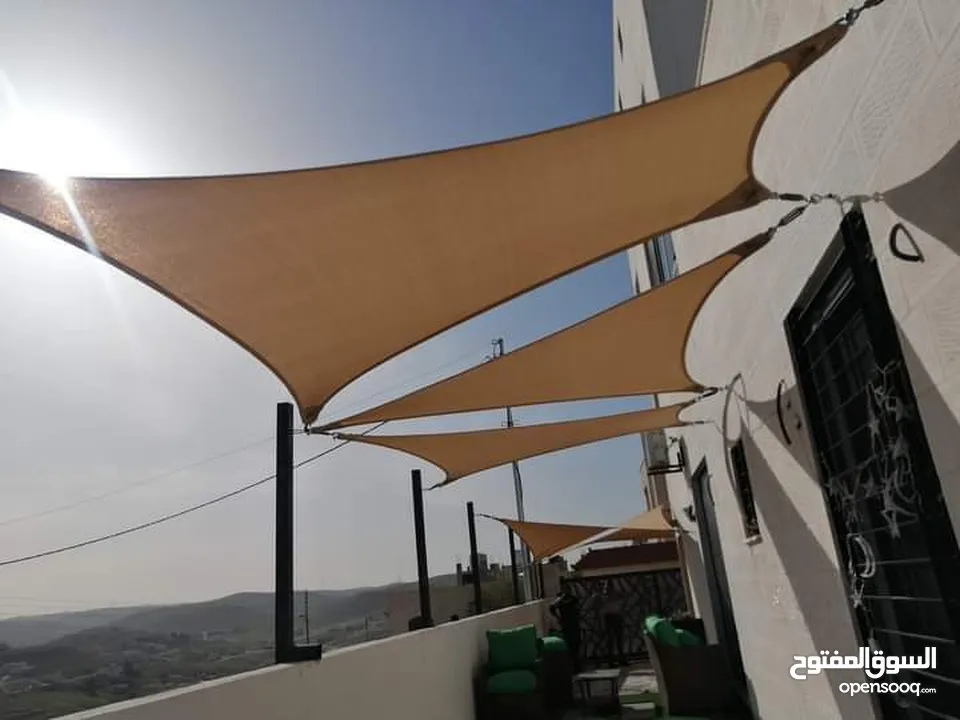 مظلات خارجية مضلات خارجية تفصيل اشرعة برقولات خارجية سواتر جانبية تجهيز شاليهات