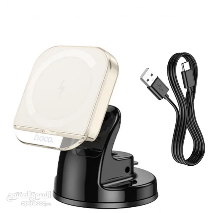 Hoco HW18 Car Holder with wireless charger 15w شاحن سيارة لاسلكي من شركة هوكو بقوة 15 واط
