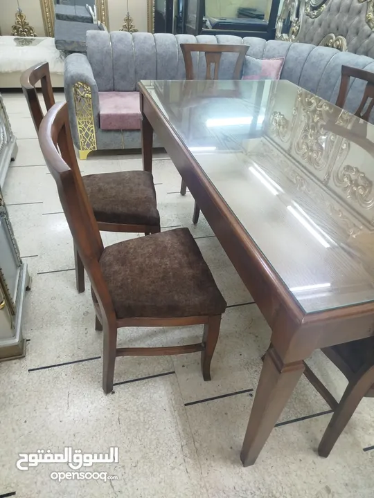 طاولة سفرة زان مع 6 كراسي جديدة
