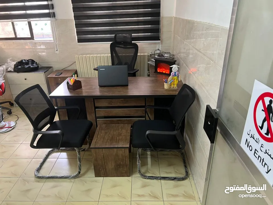 مكتب 160*70 مع جانبية وطاولة وسط خشب لامينت مستورد مكفول