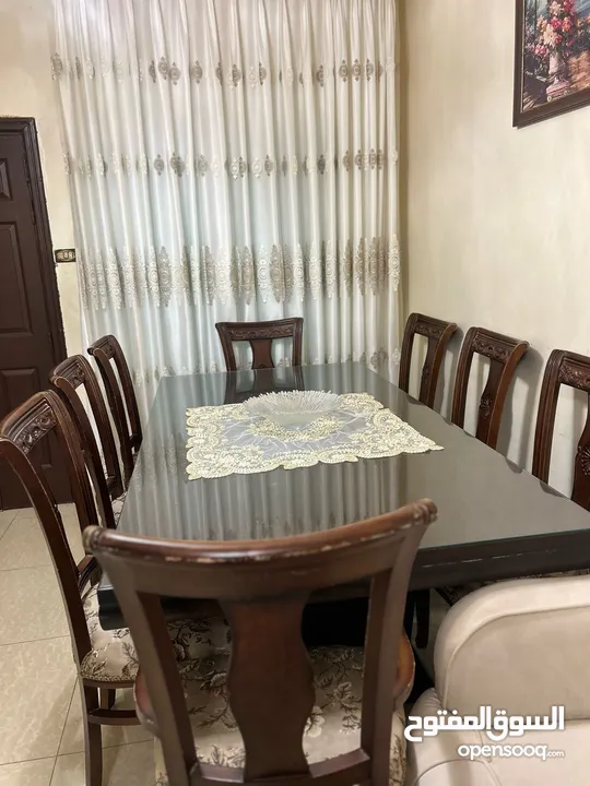 طقم سفرة 8 كراسي خشب زان