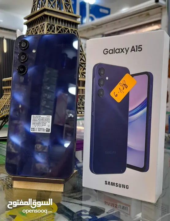 مشغل ايام Samsung A15 رام 8 و 12و 16 جيجا 128 و 256 أغرضة و الكرتونه الأصلية مكفول سنة متوفر توصيل