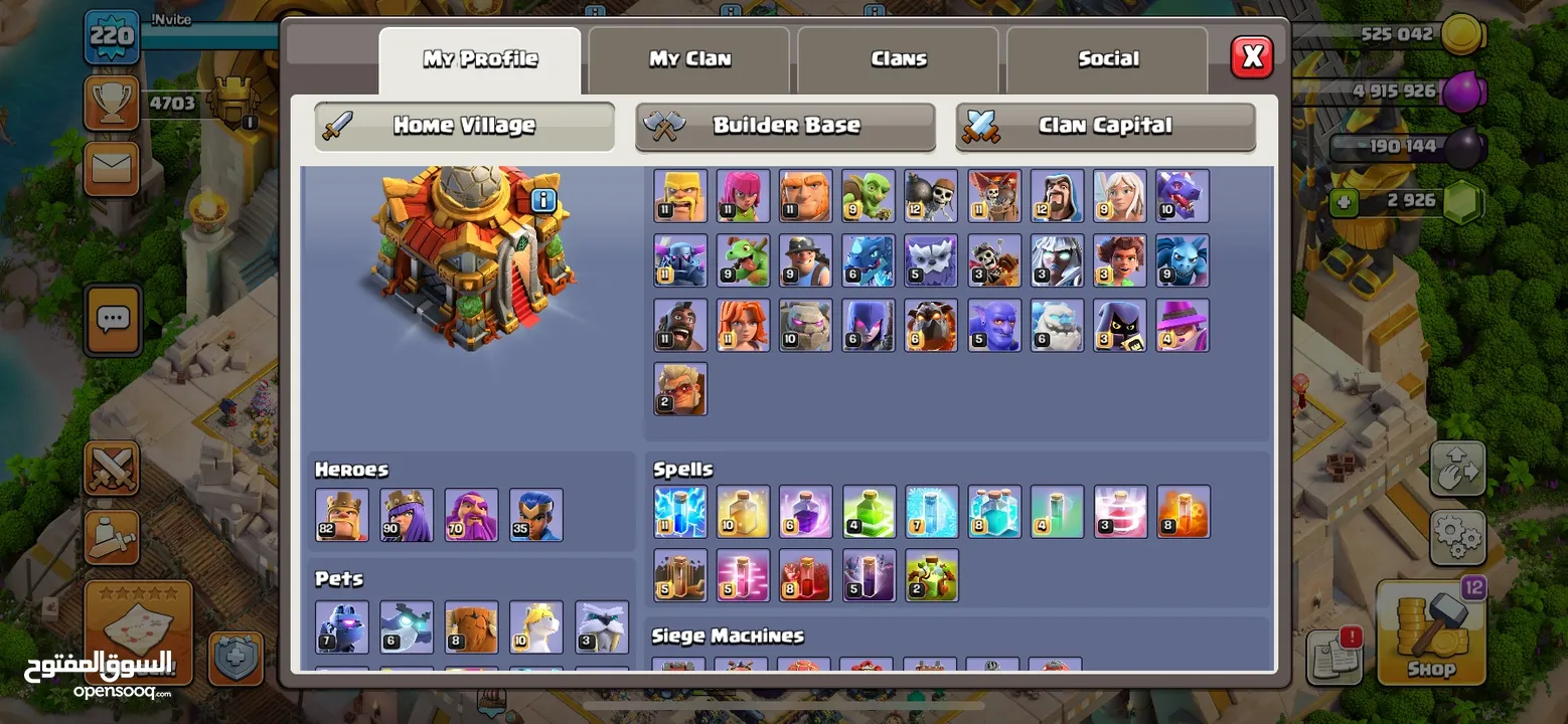 Clash of clans TH16 Account close to max