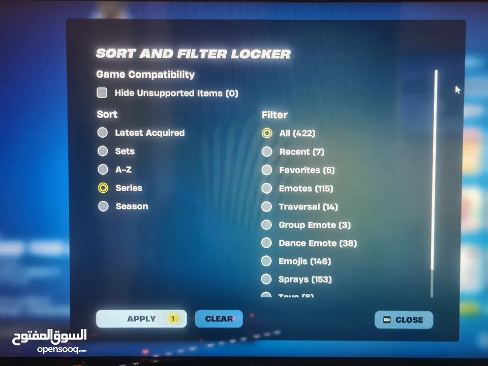 حساب للبيع فورت نايت سكنات نادره رقصات نادره عدد السكنات 91 كلها نادره عدد الرقصات 422