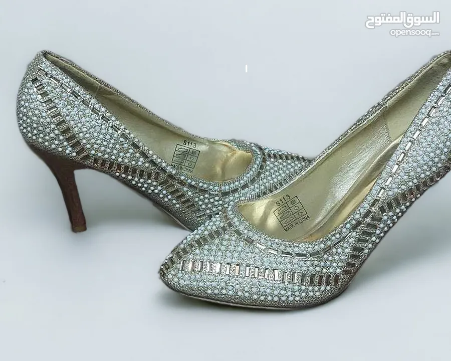 هيلز سواريه ذهبي في فضي Silver and gold Shimmer Synthetic Comfortable and Stylish Wedding Heels