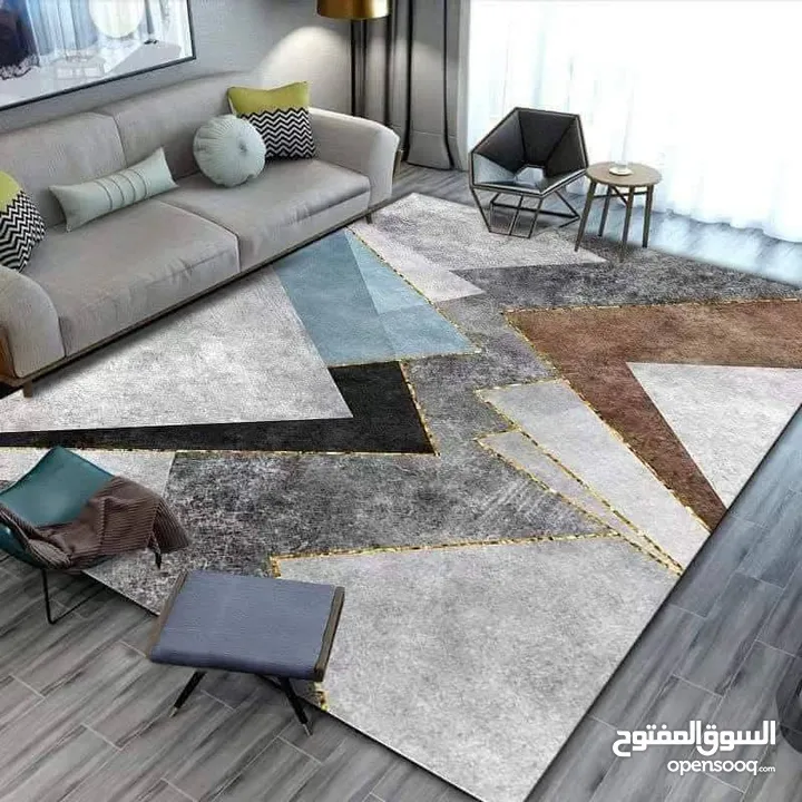 سجاد 3D مودرن مانع للانزلاق حجم كبير