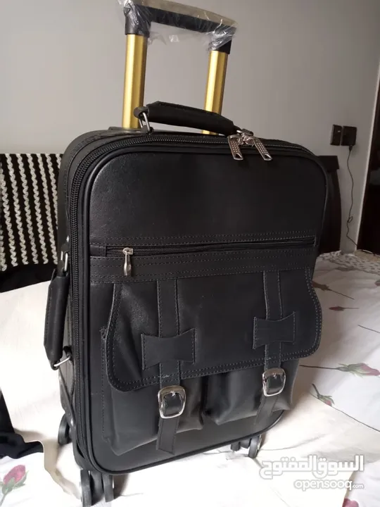 Genuine leather trolley suite case