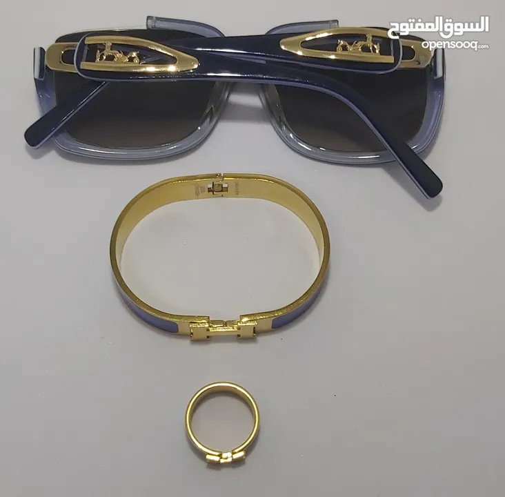 طقم اكسسوارات ستاتي فرنسي  غايه في الروعه والجمال نظاره هيرمز فرنسيه وسواره وخاتم هيرمز جديد..