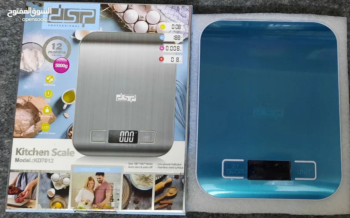 ميزان دقيق بالغرام لغاية 5 كيلو منزل او محل او مطبخ ستانلس معدن شاشه LCD ميزان طعام ميزان نادي