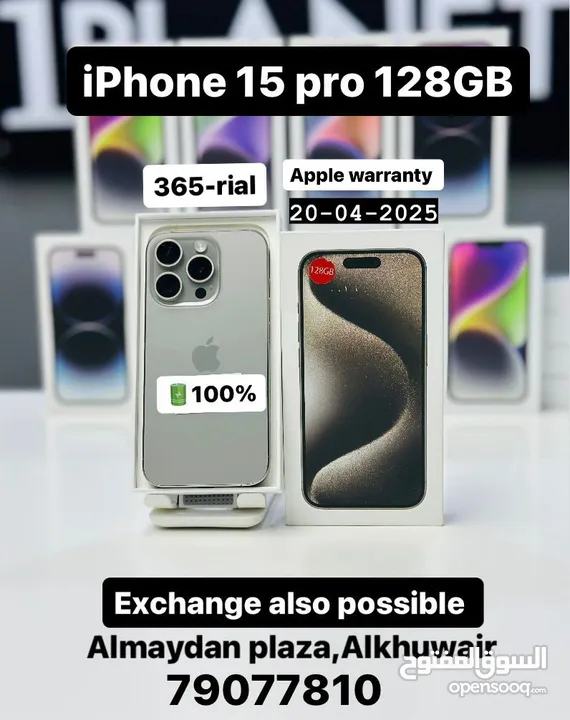 iPhone 15 pro -128 GB - Super condition for sale - with box - Apple warranty 20/4/25 with box
