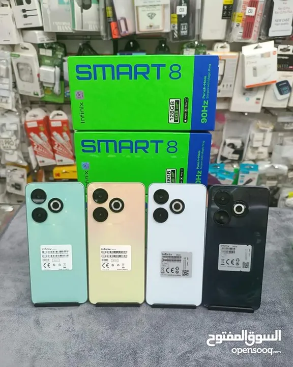 جديد بالكرتونة Smart 8 رام 6 و 8 جيجا 64 و 128 مكفول سنة متوفر توصيل والوان