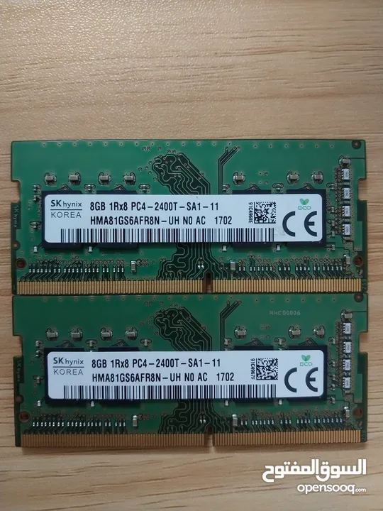 رامات 8 جيجا RAM DDR4 8GB 2400MHZ عدد 2 , الحبة ب 10 دنانير