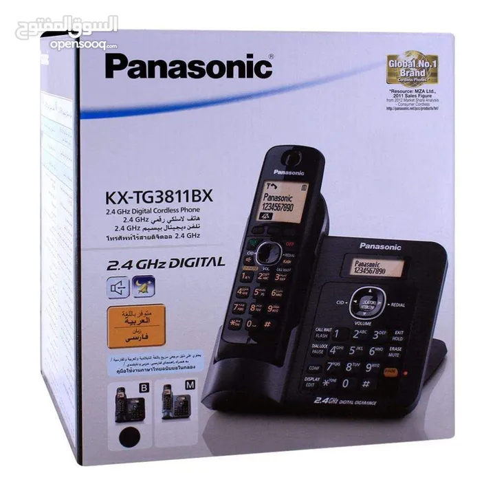 تلفون ارضي لاسلكي مع قاعدة تحكم ديجيتال نوع بناسونك صناعة ماليزيا KX-TG3811BX