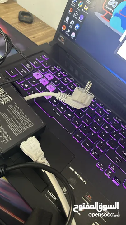 للبيع: لابتوب امريكيASUS TUF A17 + كيبورد ميكانيكي + ماوس جيمنج + سماعات + شنطة + ماوس باد طويلة