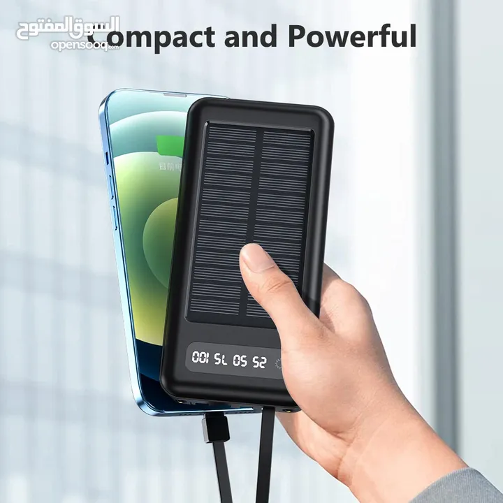 شاحن بور بانك شمسي و كهرباء بطاريه 20000 مللي امبير شحن تلفون خلوي طاقه شمسيه اضائه power Bank