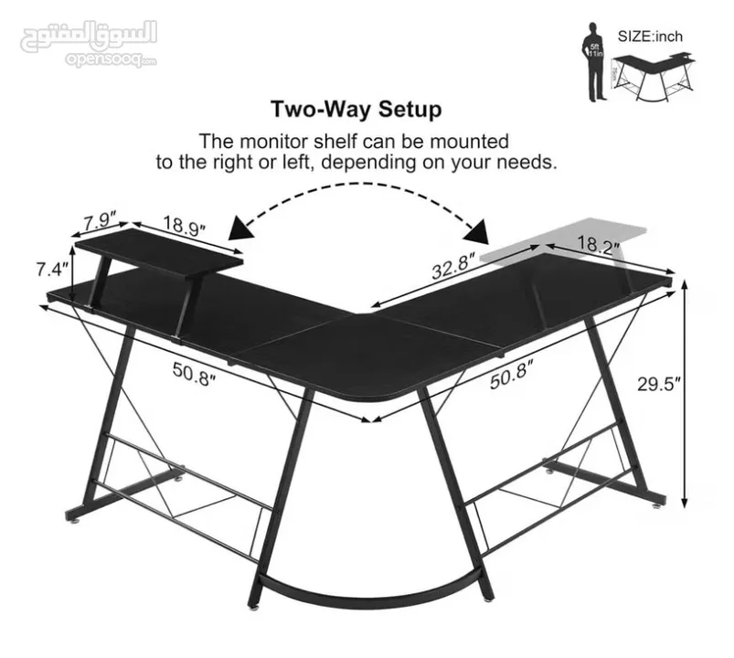 طاولة قيمينج على شكل حرف L للبليستيشن و البي سي