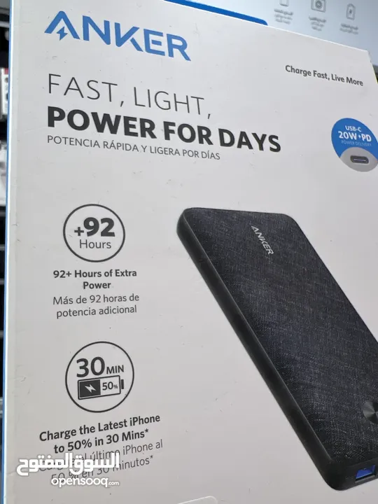 PowerBank Anker 20000mAh type-c out put باور بانك انكر الاصلي 20000 مل امبير  مخرج Type-C شحن سريع