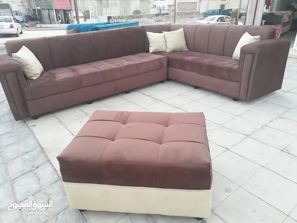عرض خاص كورنر 9 مقاعد مع كنب مزدوجة + بفه + 7 مخدات