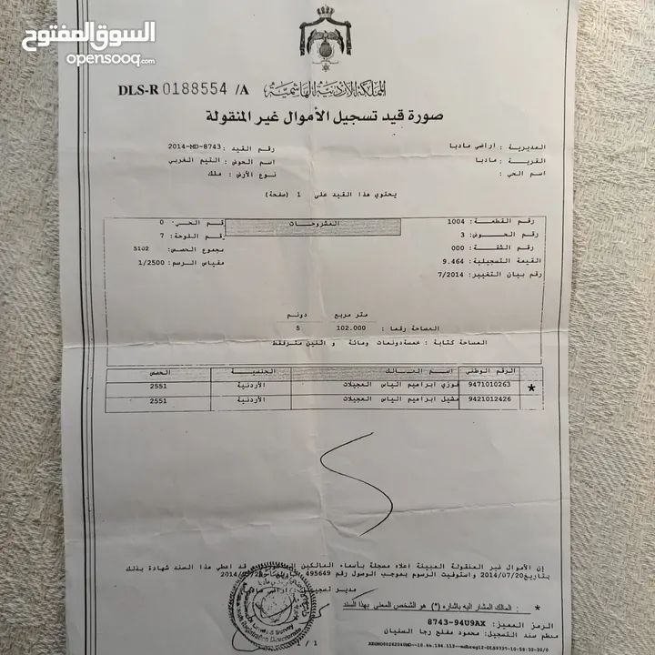 ارض زراعيه للبيع بمنطقه مادبا التيم الغربي