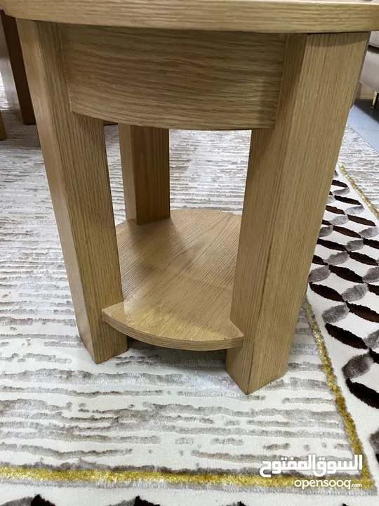 Wooden centre table and 4 side tables