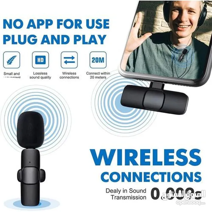 Wireless Microphone/Lapel Microphone,Portable-For IOS & Android ميكرفون للموبايل اندرويد و ايفون