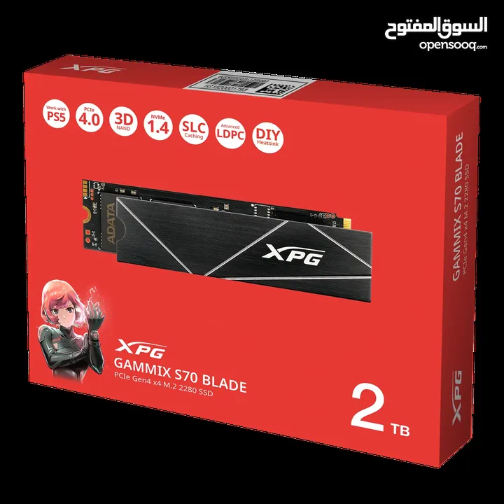 ADATA XPG GAMMIX S70 BLADE 2TB PCIe Gen4 M.2 SSD - WORK WITH PS5 مخصص لبلايستيشن 5 بسرعات عالية