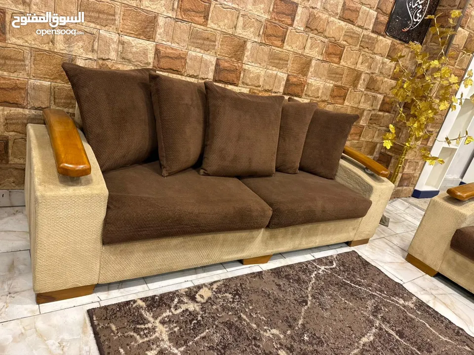 طقم كنب modern وارد شهوان 7 مقاعد  راقي جداً خشب سويد بالكامل و بلوط خارجي