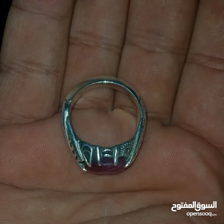 خاتم ياقوت افريقي فاخر ونادر جدا أنتيك صياغه درويش صياغه ثقيله جدا خاتم مارح تلاقي مثلو فضة 925