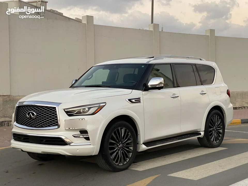 انفنتى QX80 موديل 2023فتحةبصمة داخلية وخارجيةجلدمثبت سرعةتحكم رنجات حساسات كراسى كهرباء بحالة ممتازة