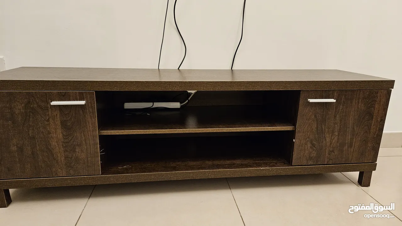 tv table with 2 cabinets brown wood