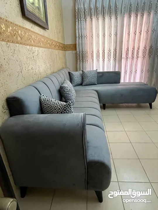 طقم كورنر مودرن خشب لاتيه وقراط قماش مخمل وتر برو